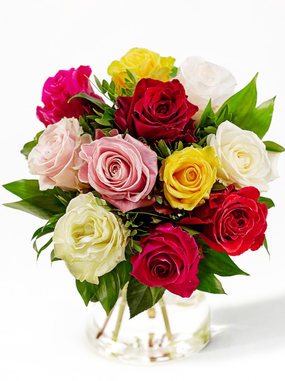 Яркое ассорти роз «Поцелуй», от 11 роз &mdash; Городской букет