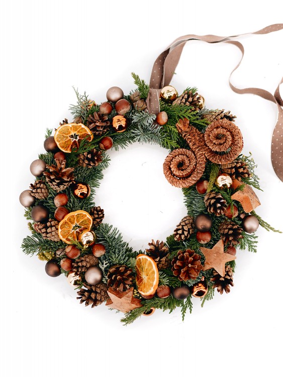 Набор «Рождественский венок» в шоколадной гамме — Городской букет