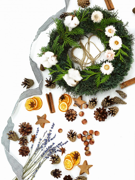 Набор «Рождественский венок» из натуральный материалов — Городской букет