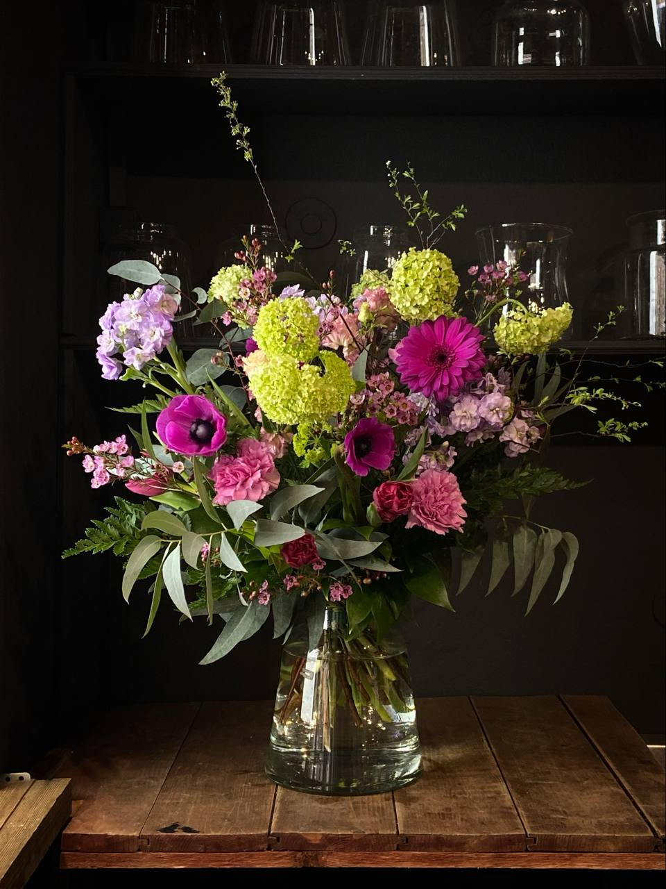 Букет в малиново-фисташковой гамме фото 1 &mdash; Городской букет